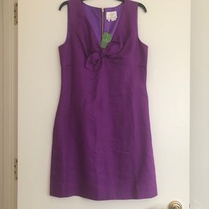 kate spade purple fitted linen dress